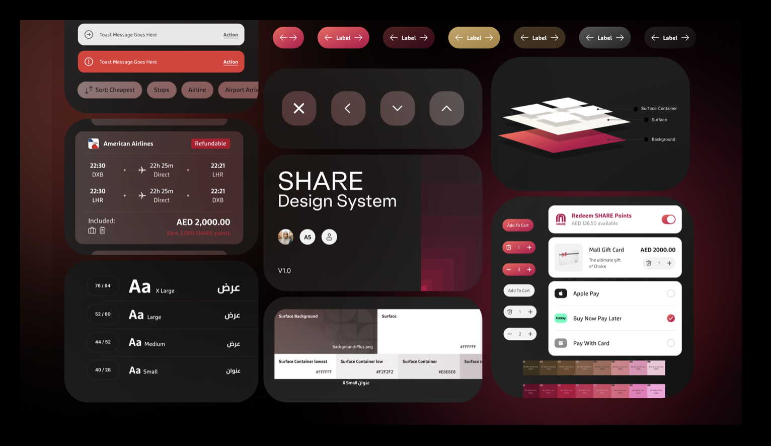 SHARE Design System — surfaces, type, and core components